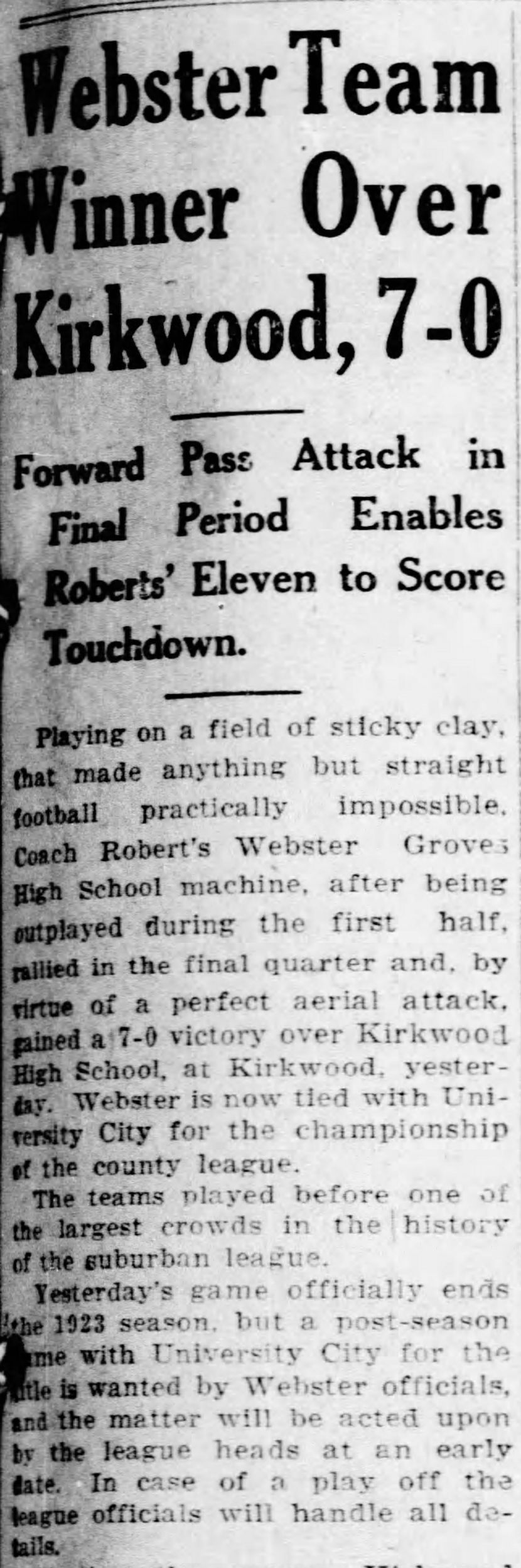 1923: The game that nearly ended it